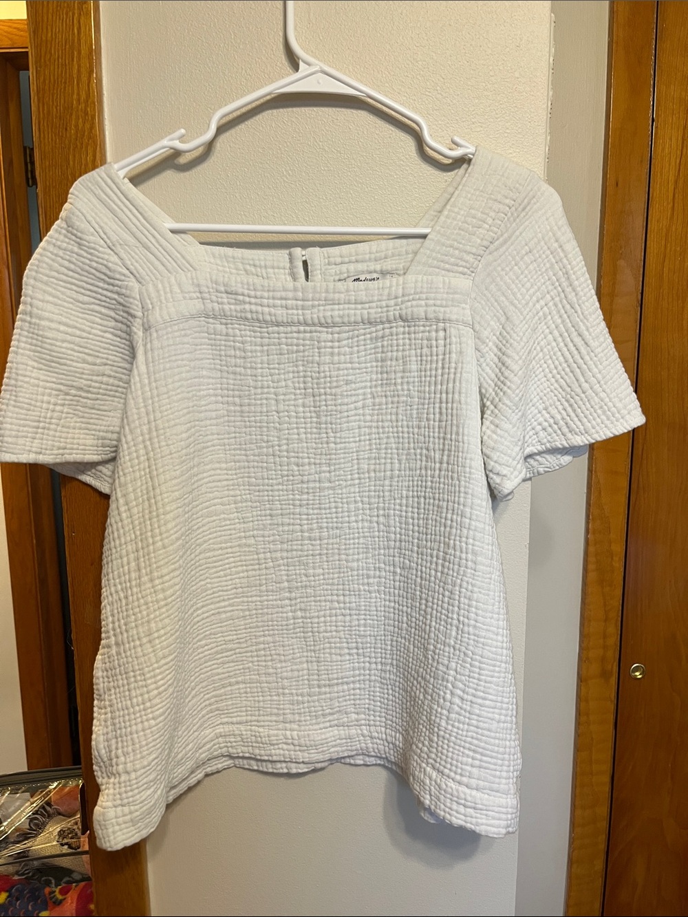 Madewell White Gauge Square-Neck Short-Sleeve Top
